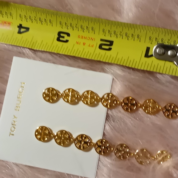 NEW!! TORY BURCH LOGO LINEAR EARRINGS, Pierced! - Picture 5 of 9